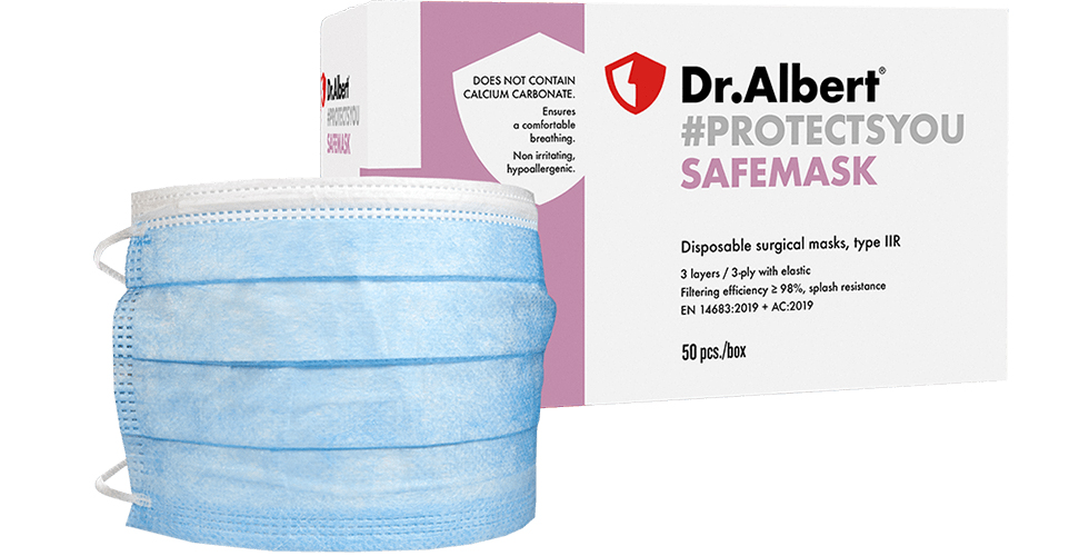 Masti chirurgicale de unica folosinta tip iir in 3 straturi dr albert 50 buc/set